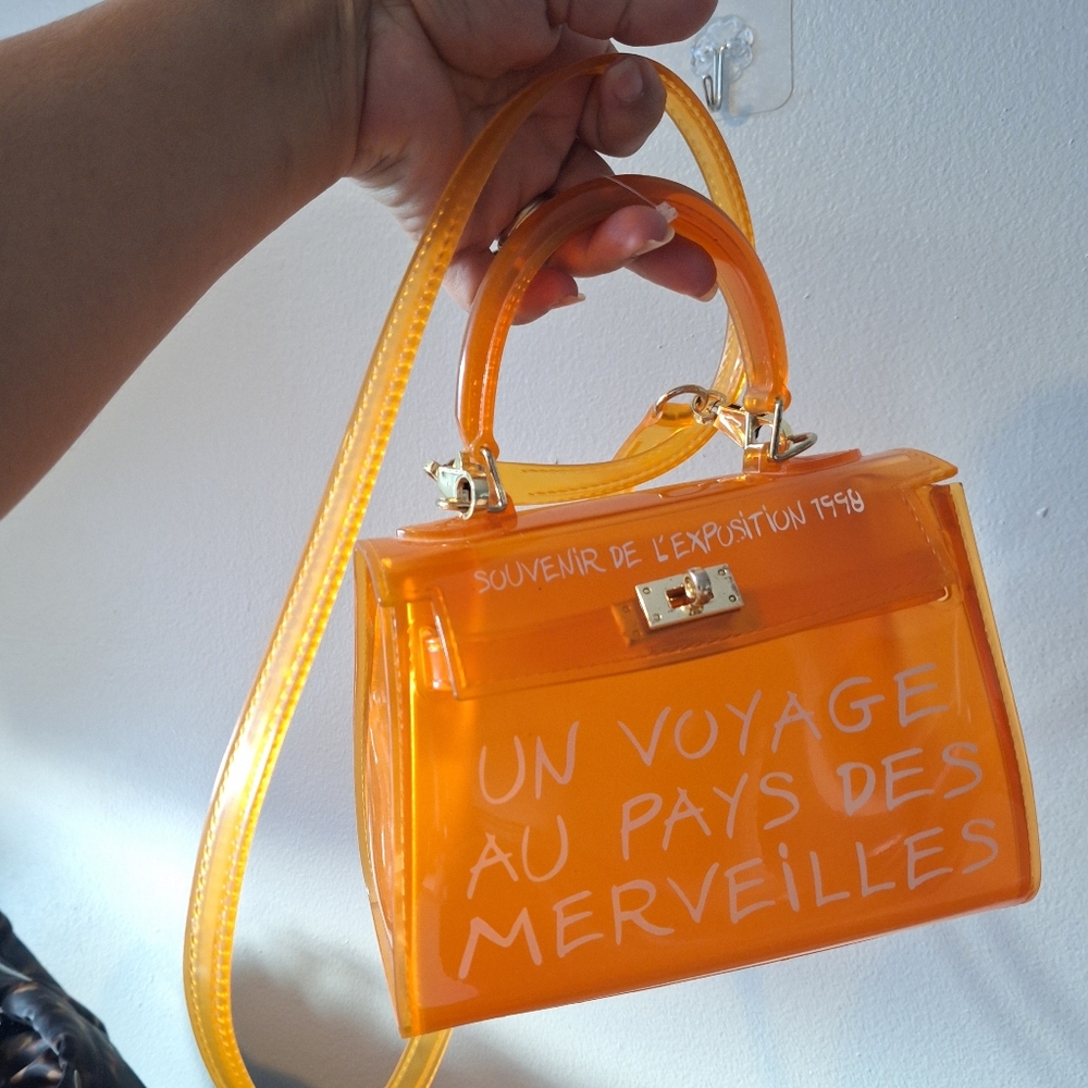 Orange Letter Jelly Purse Cute Clear Bag PVC Cross-body Handbags - Picture 9 of 10